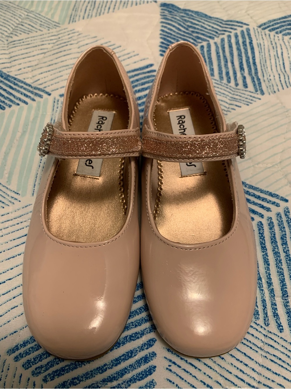 Rachel Pink Patent Mary Jane with Glitter Jewel Strap